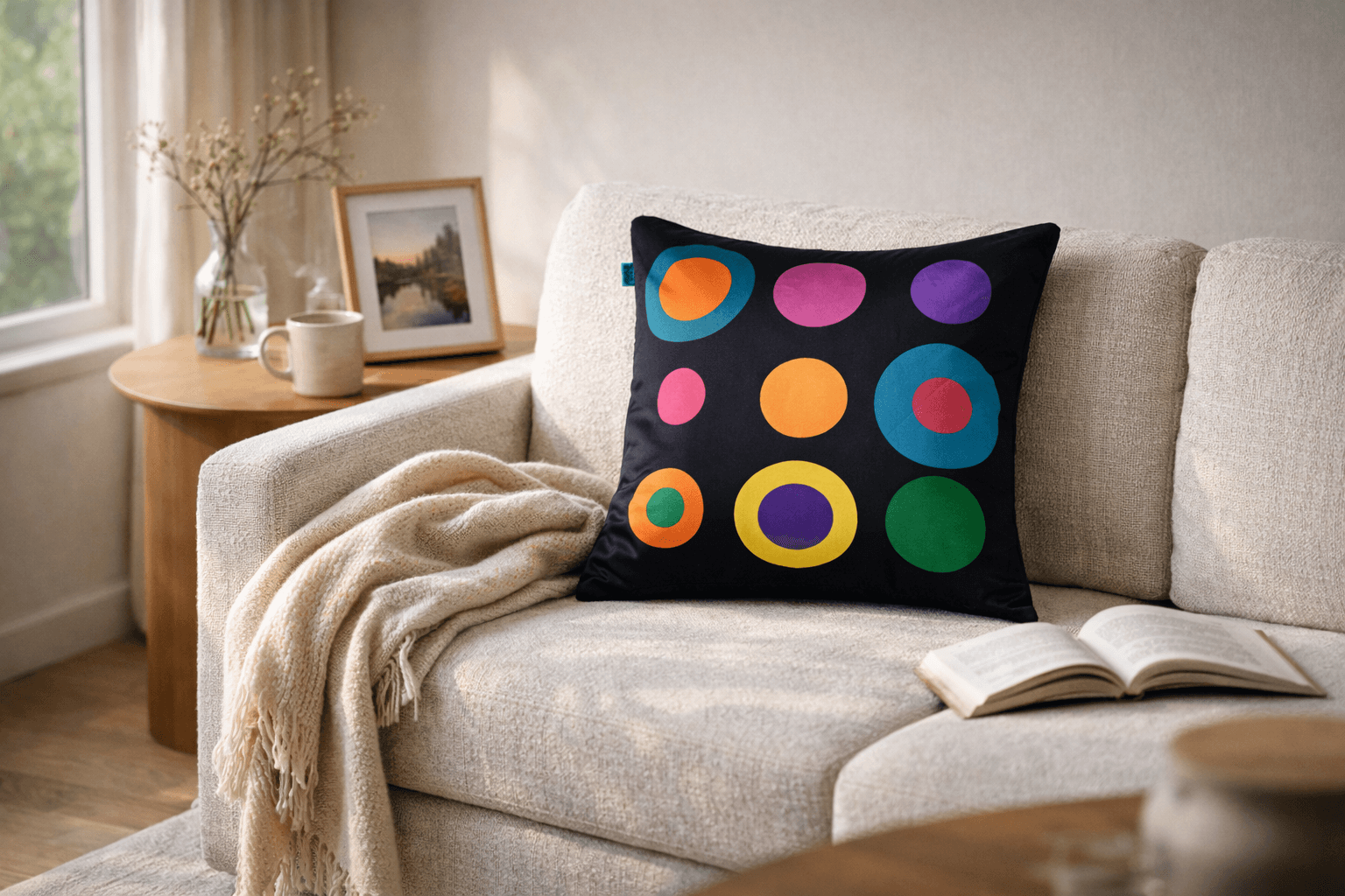 Ink Carnival Pillow in a styled interior