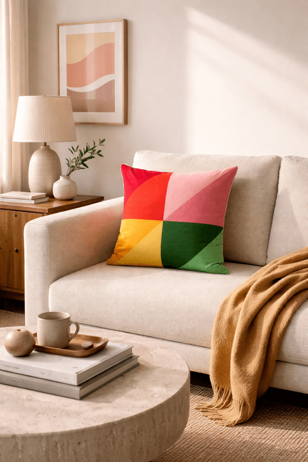 Spectrum Petal Pillow in a styled interior